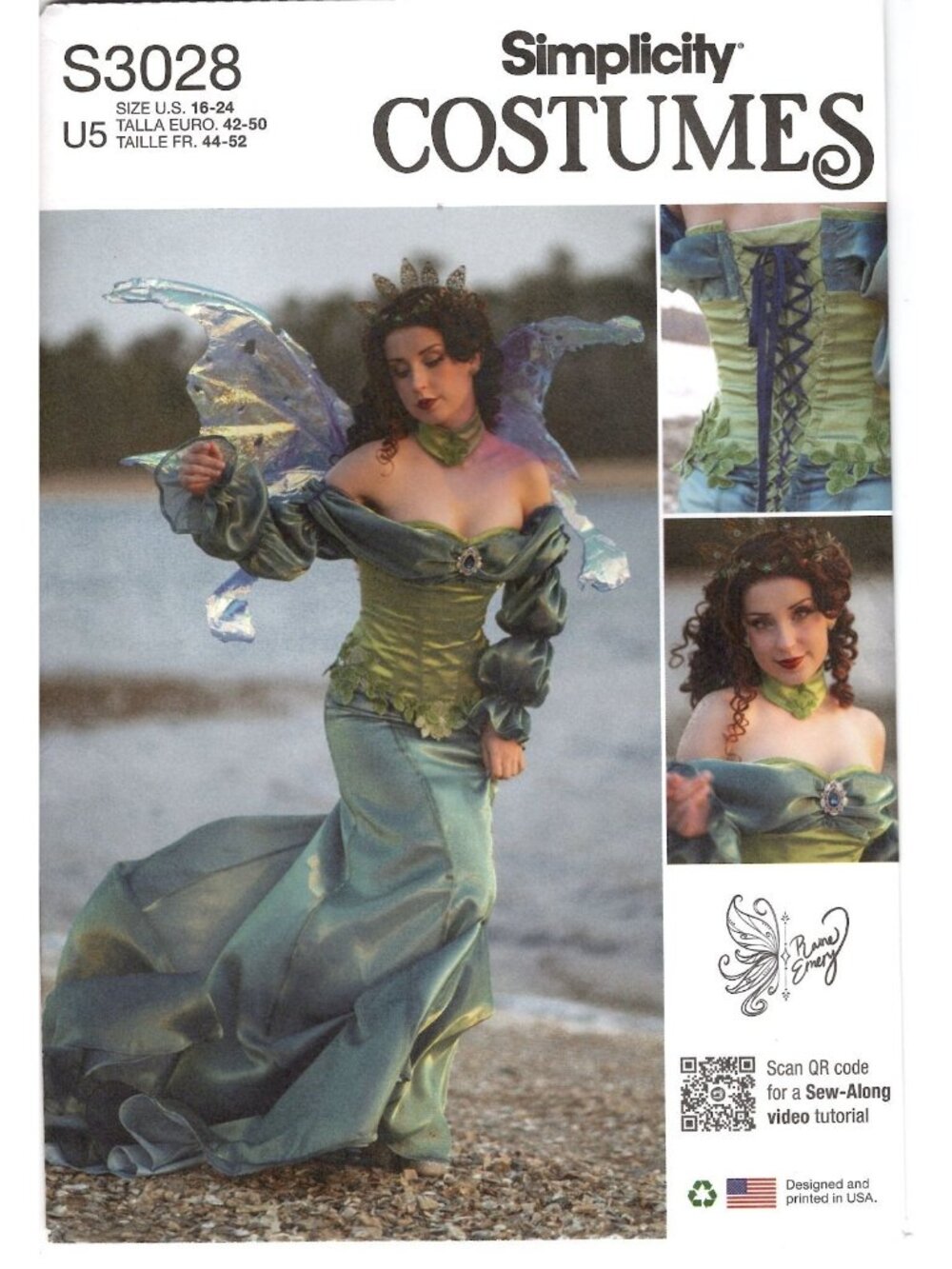 Simplicity S3028 Womens Sizes 16-24 Fantasy Costume Uncut Sewing Pattern